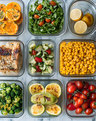 Nutritious Meal Prep with Salads, Pasta, and Protein Dishes
