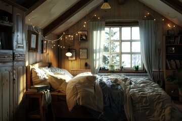 Interior of a Cozy Scandinavian Style Bedroom