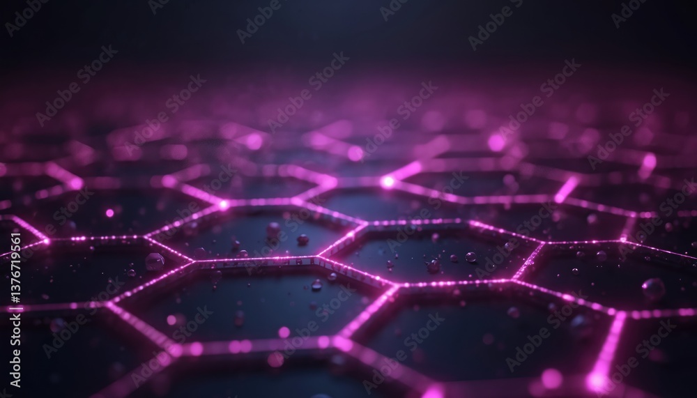 Poster abstract purple glowing hexagon pattern wallpaper. geometric design with modern futuristic tech elem