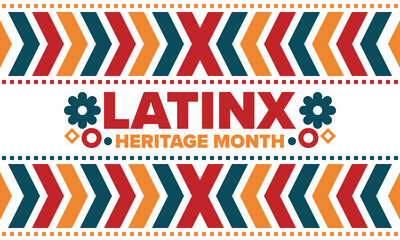 Fototapeta premium Latinx Heritage Month. National Hispanic Heritage Month. Hispanic and Latino Americans culture. Celebrate annual in United States. Poster, card, banner and background. Vector illustration