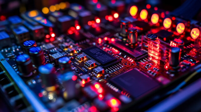 Blockchain in global digital network, quantum computer, nanotechnological circuit, high-tech processor and cybertechnology. 3D illustration of nanostructured data blocks in a secure server