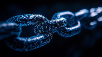 Big Data, Blockchain, hi tech. Information flow, decentralized global database structure. 3D illustration of nanotech cubes in cyberspace