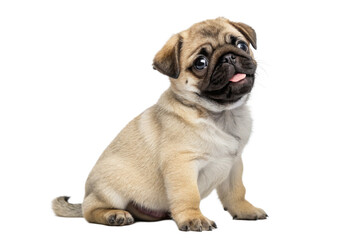 Obraz premium Pug puppy sitting isolated on transparent background - generated by ai