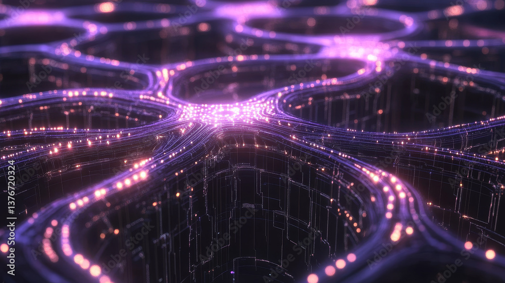 Poster cyberspace and digital intelligence. high technology business. artificial neural network. big data c