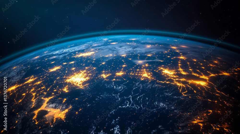 Poster cyberspace and digital intelligence. high technology business. big data. processing an array of info