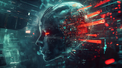 Obraz premium Artificial Intelligence. Computer mind. Futuristic Data center. Quantum processor abstract concept 3d illustration. Digital Brain and Future Technologies