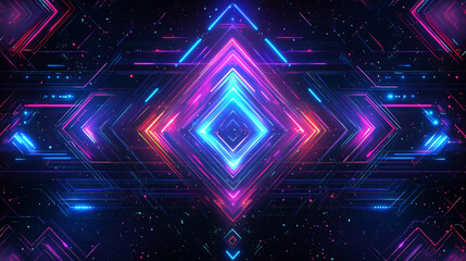 Seamless Neon Kaleidoscopic Pattern Creating a Vibrant and Dynamic Banner Design for Modern Digital Art
