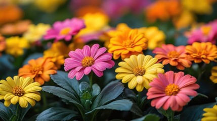 Vibrant flowers in a colorful display
