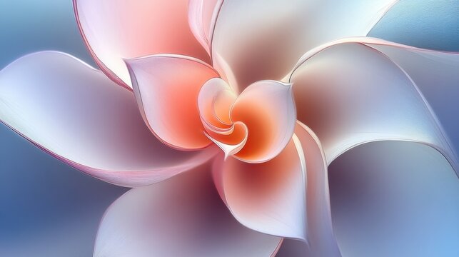 Abstract floral design with petals forming parabolic curves. Minimalist composition with text space