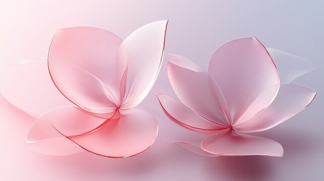 Abstract floral design with petals forming parabolic curves. Minimalist composition with text space