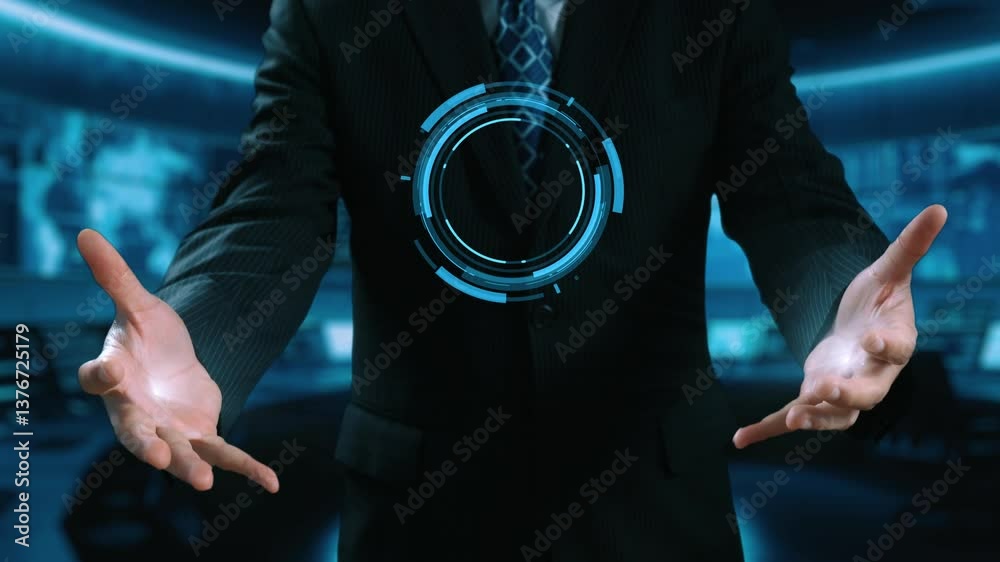Poster human interact with ai artificial intelligence brain processor in concept of ai artificial intellige