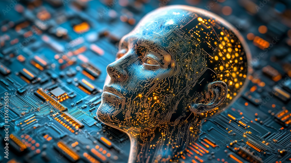 Poster digital technology innovation. cyber impulse 3d illustration. electron path, nanoplatform. neural ne