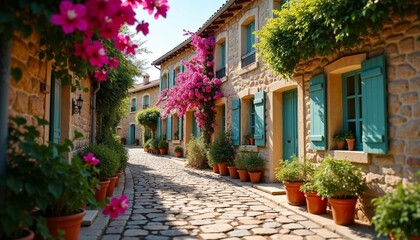 Spring in Provence with Blooming Bougainvillea and Charming Village Streets
