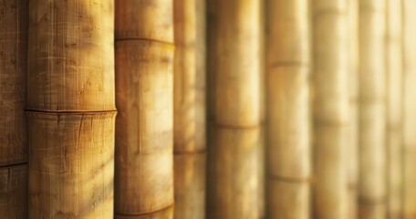 Golden bamboo forest in sunlight.