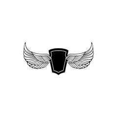 vector emblems with wings. Design elements for logo, label, emblem, sign. Vector illustration.
