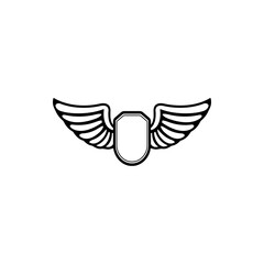 vector emblems with wings. Design elements for logo, label, emblem, sign. Vector illustration.