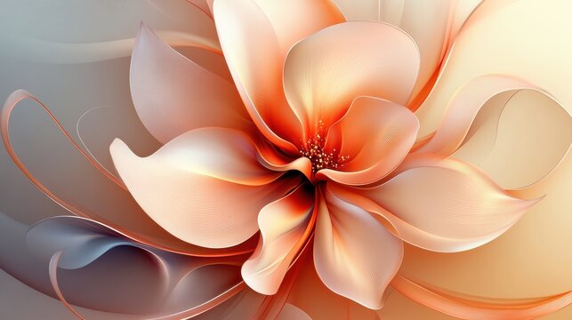 Abstract floral design with petals forming parabolic curves. Minimalist composition with text space