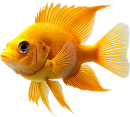 Yellow fish isolated on a transparent background, cutout PNG