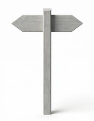 White wooden arrow signpost on transparent background. Blank sign for directions, guidance. Perfect for advertising, travel, wayfinding, navigation concept. Isolated on white background.