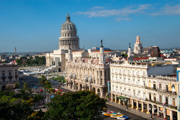 A cityscape of the city of Havana, Cuba as seen from the Iberostar Hotel in Parque Central.