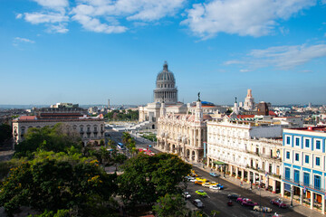 A cityscape of the city of Havana, Cuba as seen from the Iberostar Hotel in Parque Central.