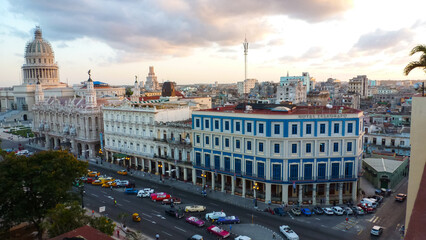 A cityscape of the city of Havana, Cuba as seen from the Iberostar Hotel in Parque Central.