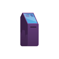 Self ordering and self payment kiosk, vector floor standing interactive computer desk with screen, post service terminal
