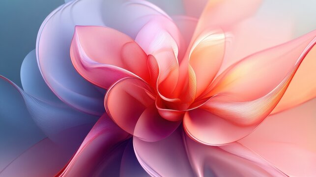 Abstract floral design with petals forming parabolic curves. Minimalist composition with text space