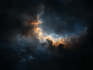 Fototapeta premium Exploration of a cosmic nebula glowing amidst the vastness of space at the edge of a galaxy