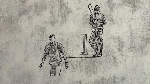 Animation of two cricket players in training.