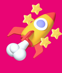 a rocket that has taken off into space and has begun to see the stars out in space