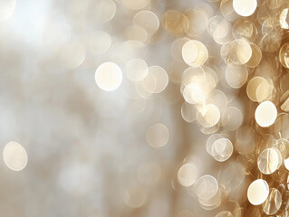 Obraz premium Golden bokeh lights create a magical ambiance in a softly illuminated setting during a festive celebration in the evening