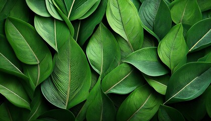 close up horizontal abstract image of a green lush leaves background