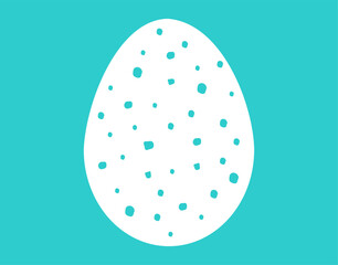 Easter egg speckled symbol on turquoise blue background. Vector illustration.