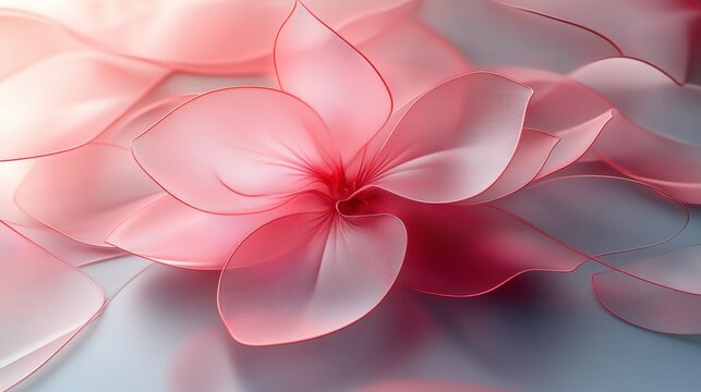 Abstract floral design with petals forming parabolic curves. Minimalist composition with text space