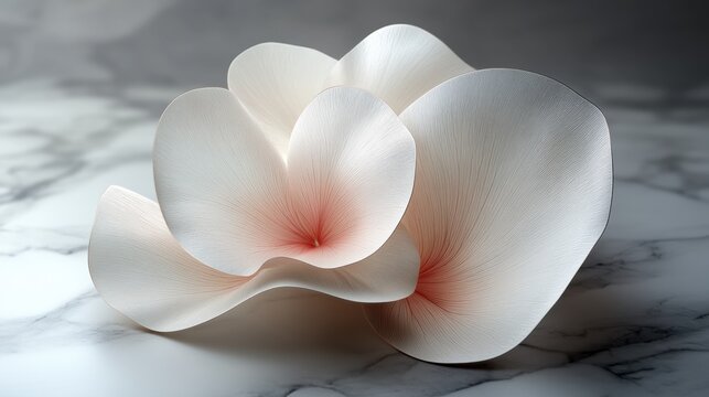 Abstract floral design with petals forming parabolic curves. Minimalist composition with text space