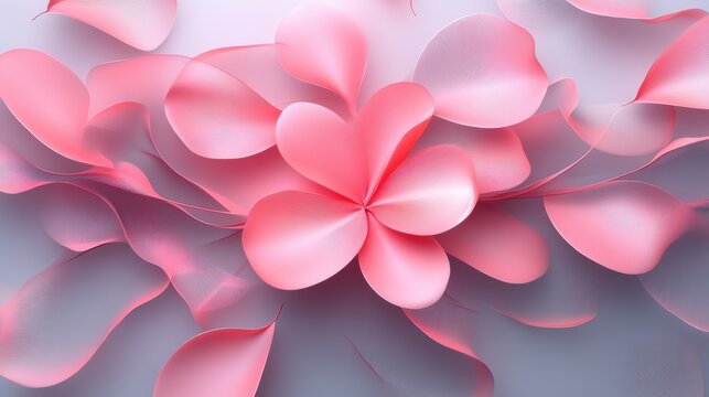 Abstract floral design with petals forming parabolic curves. Minimalist composition with text space
