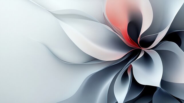 Abstract floral design with petals forming parabolic curves. Minimalist composition with text space