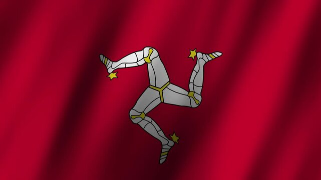 Flag of the Isle of Man waving gently in the breeze showcasing its unique design and colors