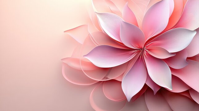 Abstract floral design with petals forming parabolic curves. Minimalist composition with text space