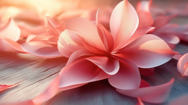 Abstract floral design with petals forming parabolic curves. Minimalist composition with text space