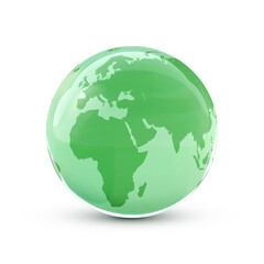 Earth globe in glass ball isolated on white. Concept of environment protection