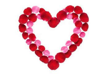 A heart shape made of red and pink circles symbolizing love and romance