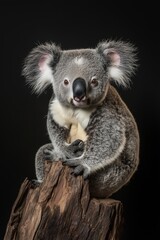Naklejka premium Koala against black background