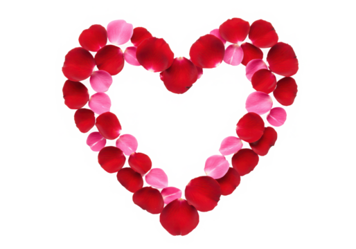 A heart shape made of red and pink circles symbolizing love and romance