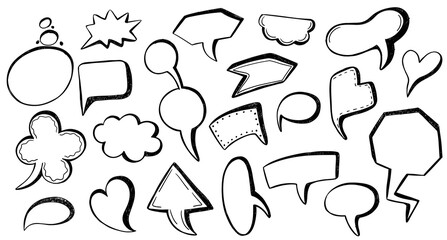 Hand drawn speech bubbles set. Talk and think frames, balloons