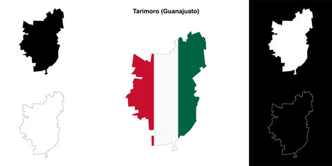 Fototapeta premium Tarimoro municipality (Gunajuato) outline map set