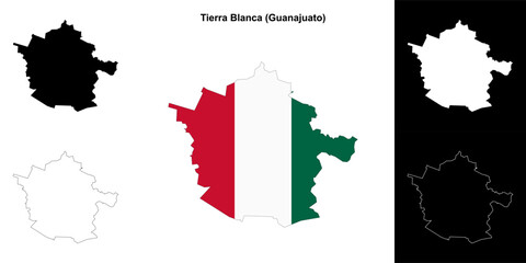 Fototapeta premium Tierra Blanca municipality (Gunajuato) outline map set