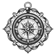 Compass Rose: A timeless emblem of direction, this artistic illustration captures the essence of navigation. The compass rose, with its intricate design and elegant curves.