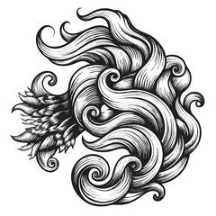 Fototapeta premium Abstract Swirls of Art: A mesmerizing artwork features swirling, flowing lines that create an elegant and dynamic design. Its intricate details evoke a sense of movement and fluidity.